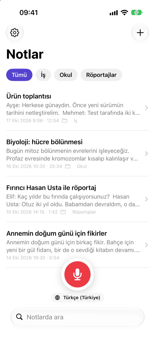 Tüm notların tek yerde