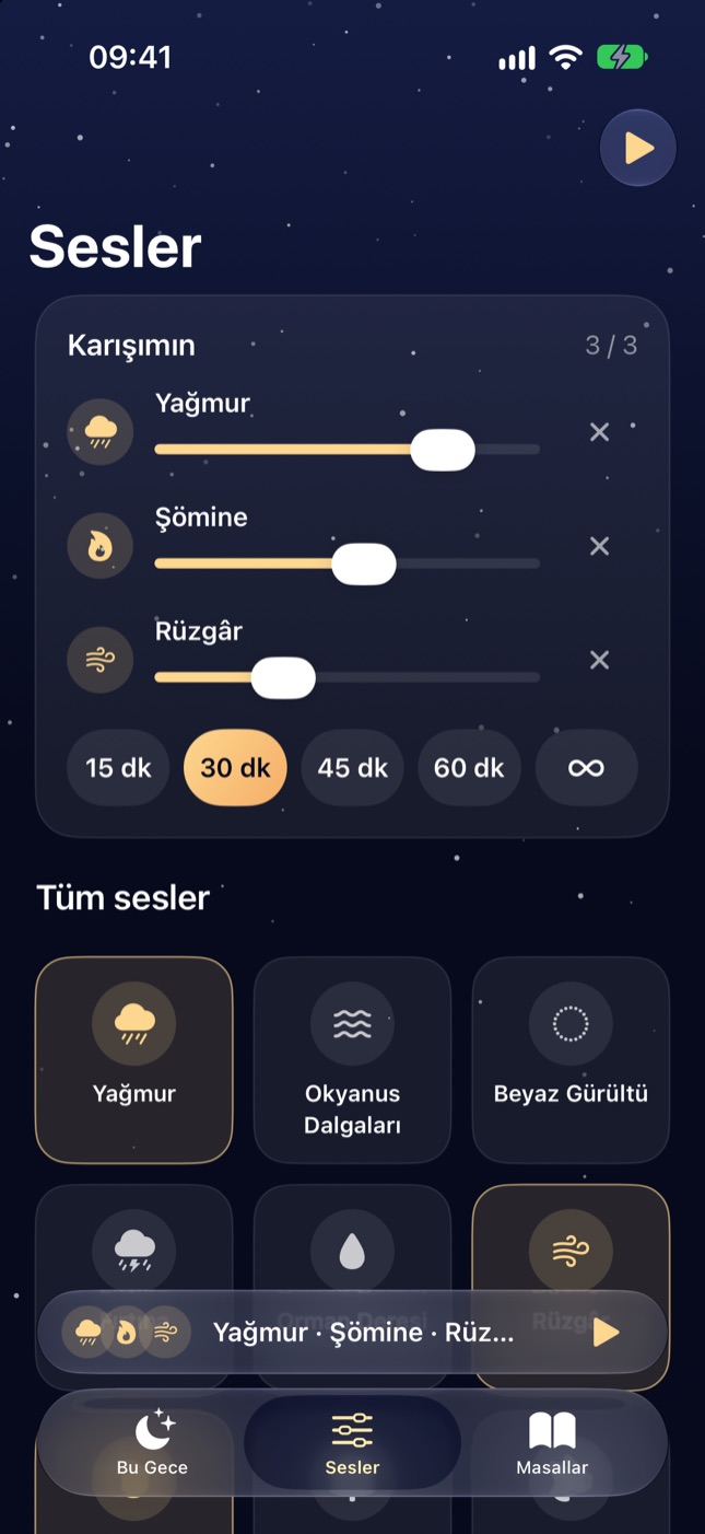 Üç sesi karıştır, ayarla