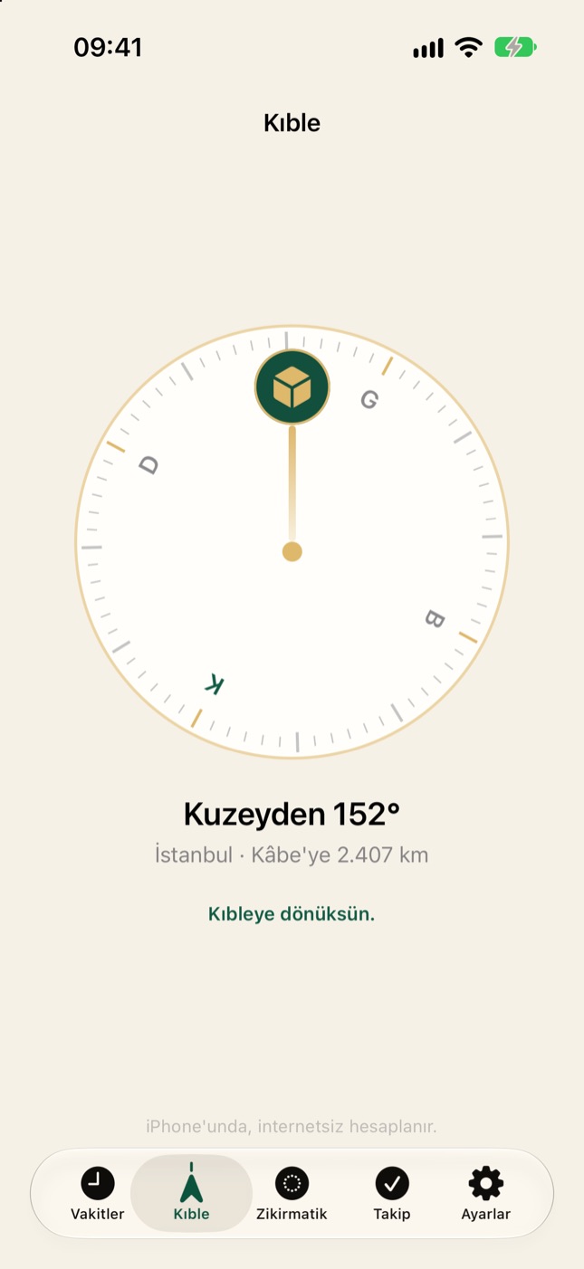 İnternetsiz kıble pusulası