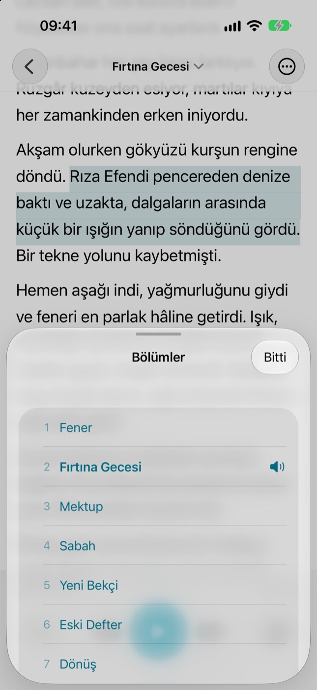 EPUB kitaplar, bölüm bölüm